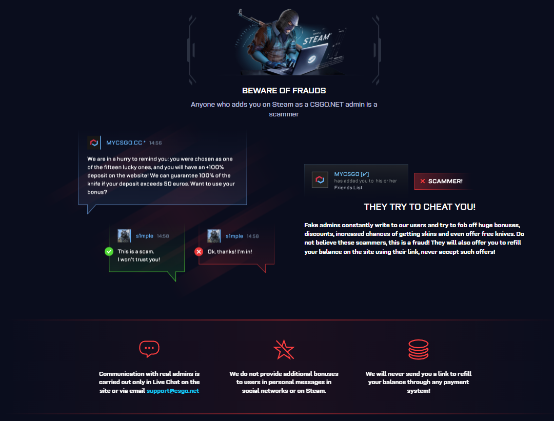 CSGO.NET anti-fraud guidance